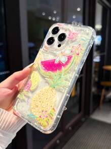 Funda de teléfono de material TPU con patrón de sandía y piña, compatible con iPhone 14/13 Pro Max/12 Pro/11/Xr/Xs/7/8 Plus, S10/S22/A12/A50/A52/S24/A135G y talla grande