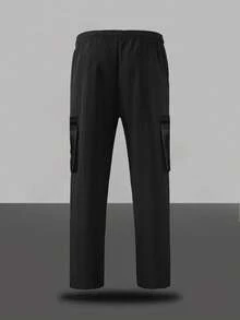1pc Men's Autumn/Winter Casual Cargo Pants, Straight Leg Multi-Pocket Outdoor Trousers - Black - View 4