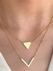 Sencillo y elegante collar colgante con forma triangular en V, cadena de clavícula de moda para damas, exquisito y de alta calidad, se puede usar durante todo el año, un regalo para maestros en el Día del Maestro, un regalo para compañeros de clase, amigos e hijas en la temporada de graduación.