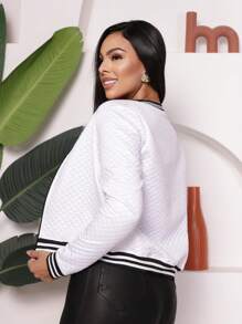 Jaqueta Casaquinho Feminino Bomber Elegante Com Ziper Manga Longa Moda Outono e Inverno