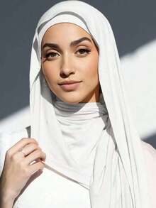 2pcs Set: Jersey Hijab & Underscarf Set, Solid Color Soft Breathable Modal Fabric, 1 Simple Tube Cap Hijab + 1 Lightweight Modal Hijab Scarf, Suitable For Daily Modest Covering - Dark Green - View 4