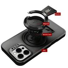 1PC Black Tennis Racket Shaped 360° Rotatable Magnetic Adjustable Horizontal/Vertical Phone Stand, Micro Matte Skin-Friendly TPU Material, Slim Design, Anti-Slip, Anti-Dust, Sweat-Proof, Full Body Protection, Unisex Multifunctional Phone Case Compatible With Iphone 16Pro/16ProMax/16Plus/16/15Pro/15ProMax/15Plus/15/14Pro/14ProMax/14Plus/14/13Pro/13ProMax/13/12Pro/12ProMax/12/11ProMax/11/11Pro Waterproof Shockproof Anti-Fall Scratch Resistant - Black - View 5