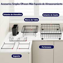 Lavavajillas de acero inoxidable, adecuado para encimeras de cocina con tubo de drenaje, pequeño lavavajillas con organizador de cubiertos, adecuado para solteros, parejas y familias pequeñas. - 2 Niveles-Negro - Ver 3