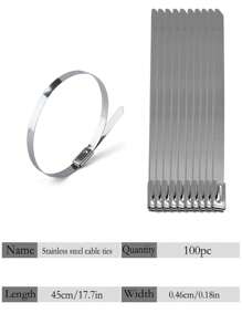 100pcs Stainless Steel Self-Locking Cable Ties, Rust-Proof, Corrosion-Resistant, High Temperature Resistant, Industrial Metal Zip Ties