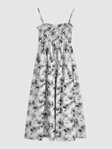 Summer Vacation Elegant Ditsy Floral Sleeveless Dress - White - View 4