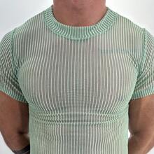 TRANSPARENT Tulle Cropped Top With Collar/SHORT Men's Top/Party Wear/Festival Look/Club/LGBT Gay Pride Parade/Pride - màu xanh lá - Xem 1