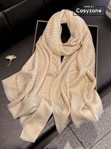 1 pieza Bufanda de mujer minimalista con estampado geométrico brillante, chal suave elegante, hijab, chal, pañuelo de cabeza perfecto para todas las estaciones, protección UV ligera