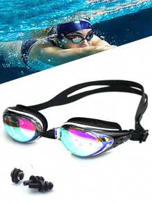 Swimming Cap And Goggles Set (Including Nose Clip And Ear Plugs)
