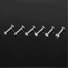 Bộ 6 khuyên mũi đính đá CZ bằng thép không gỉ, khuyên môi, khuyên tai sụn, trang sức xỏ khuyên cho mũi/dây tai/xương ốc/xoắn ốc/sụn/môi dành cho nam nữ (8mm) - Bạc - Xem 3