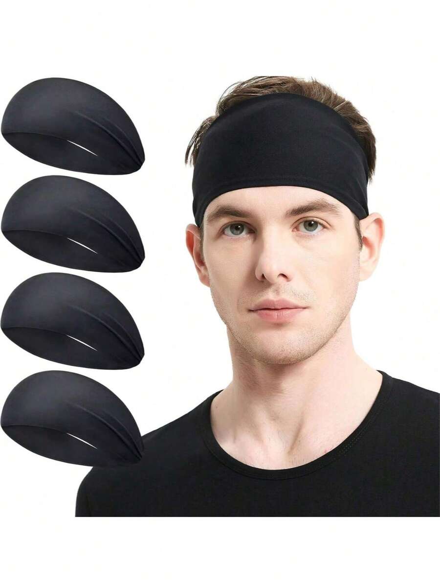 Men's Running Headbands (4 Or 6 Pack, Men's Elastic Headbands For Football, Cycling, Basketball, Yoga, Gym Exercise Unisex Quick Dry Sweatband - Multicolor - View 1