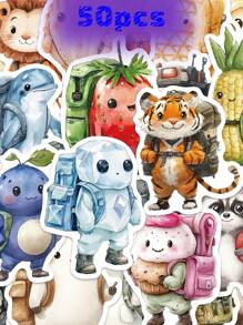 50 Stücke Cartoon Charakter dekorative Aufkleber für Rucksack, Kühlschrank, Gepäck, Handyhülle, Schlafzimmer, Fenster, Tür, Klassenzimmer, Lernbelohnung, Geburtstag, Feiertage, perfektes Geschenk