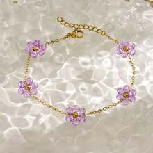 1pc Fashionable Retro Colorful Beaded Floral Bracelet For Teen Girls - Multicolor - View 8