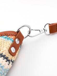 Fashionable Women's Adjustable Strap Multicolor Woven Crossbody Bag, Scratch-Resistant And Durable Fabric, Bohemian Style Weaving Purse Suitable For Commuting And Casual Outfit