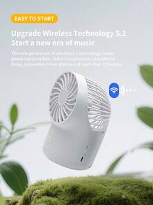 新款带风扇蓝牙音箱二合一桌面无线蓝牙 5.1 音箱户外便携式手持音箱风扇 3 档可调风速内置麦克风 1200 毫安时电池，电池寿命长特别创意音乐风扇节日礼物生日礼物