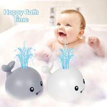1pc Baby Bath Toy With Lights, Water Spraying Children's Bathroom Toy, Bathtub Toddler Bath Toys, Boy Girl Swimming Pool Bathroom Whale Water Spray Toys, Infant Bathtub Water Play Bath Toys