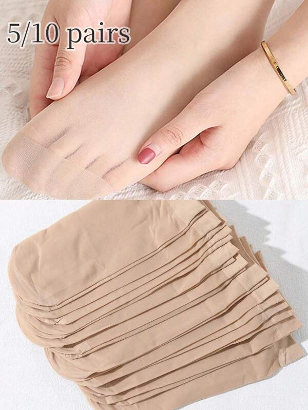 5/10 Pairs Apricot Color Women's Shallow Mouth Short Socks/Stockings, Suitable For Daily Outfit
