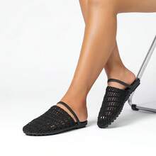 优雅镂空性感沙滩派对连衣裙，镂空面料设计 - 黑色 - 查看 2