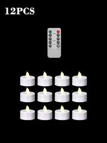 6/12/24 Peças Velas LED, Velas sem Chama a Pilha, Velas de Chá, Luzes de Vela Românticas com Timer e Controle Remoto para Festa de Aniversário, Decoração de Casamento, Decoração Doméstica, Presentes - Branco - Visão 13