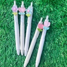 Caneta rollerball em gel Tulip, média, 0,5 mm, de plástico, de secagem rápida, para material escolar e de escritório, com estampa floral, para volta às aulas
