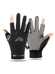 1 Paar neue Mode Eisseide Handschuhe, Herren Sommer dünn, rutschfest, UV-Schutz Vollfinger Handschuhe für Outdoor-Aktivitäten wie Angeln, Kajak, Rudern