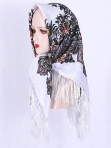 1pc Women's Traditional Print Headscarf Shawl, Versatile Warm Dust-Proof Face Cover Scarf, Women Everyday Head Wrap For Dress - Multicolor - View 28