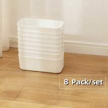 10 件白色塑料储物箱带手柄，8.86 英寸 X 3.54 英寸 X 2.95 英寸白色塑料整理篮，多功能开放式抽屉整理器，适用于育儿室、玩具、发饰、手机壳、厨房、橱柜、办公室、浴室、家居整洁开放式储物盒，节省空间 - 收納盒 - 查看 14