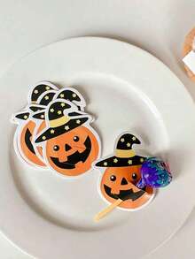 50pcs Halloween Pumpkin Lollipop Decorations - Seasonal Craft Paper, Colorful Card Design Candy Wrappers Suitable For Spooky Decor, Applicable For Fall, Halloween, Christmas - Multicolor - View 10