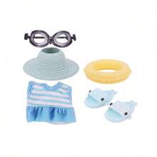 17cm Plüschpuppen Badeanzug Serie Outfit Set, abnehmbares Outfit, geeignet für 1. & 2. Generation LBB Outfits, Sitz-Party Kleidung (Puppe nicht enthalten)