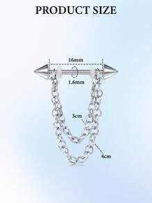 Steel Nipple Shield Rings Tongue Barbell Piercing Jewelry Retainer 14G 5/8Inch Chain Dangle Clear CZ For Women Men 1Pair