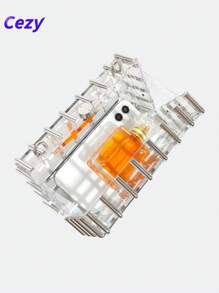 Cezy 1 pieza Bolso de mujer de acrílico - Correa para el hombro desmontable, tono plateado transparente, adecuado para boda, fiesta, gala nocturna y vestimenta formal, accesorio de boda, artículo esencial para fiestas