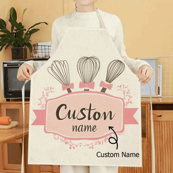 1pc 2D Flat Printed Customizable Name Personalized Design For Friends, Family And Coworkers - Durable Kitchen Clothing - Ideal Gift For Birthdays, Anniversaries And Cooking Together, Personalized Gift | Customizable Apron