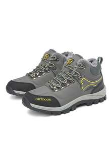 2025 Novos Tênis Casuais de Cano Alto para Inverno, Tênis Pai Forrados Termicamente e Quentes, Tênis de Corrida Leves para Uso Externo, Botas de Caminhada Confortáveis e Versáteis com Cadarço, Sapatos de Trekking Impermeáveis, Tênis Atléticos Respiráveis de Sola Grossa Super Leves para Homens