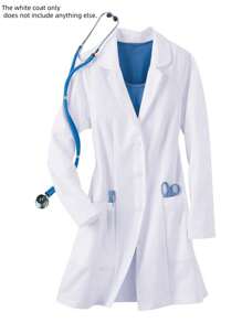 Long Sleeve Lapel Jacket, Beauty Salon/Lab/Dental Clinic Uniform White Coat