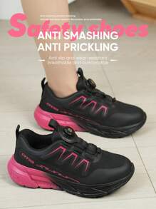 Dian Sen 1 Paio di scarpe antinfortunistiche con puntale in acciaio e chiusura rotante, per uomo e donna, leggere e traspiranti, con suola in composito antiscivolo, di colore rosa tenero bicolore, adatte per lavoro e tempo libero, scarpe da lavoro e sport, indistruttibili, ideali per esterni, trekking, cantiere, giardinaggio, magazzino, con suola in EVA leggera