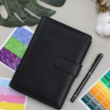 1 pieza Carpeta presupuestaria A6 con sobres de efectivo, libro de ahorro de efectivo Planificador de presupuesto Cuaderno de piel sintética con 2 bolsillos de carpeta A6, Sistema de sobres para guardar efectivo - Multicolor - Ver 3