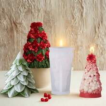 1 pieza Molde de vela en forma de árbol de Navidad - Decoración y regalo artesanal creativo para fiestas navideñas, incluye molde para hacer jabón, yeso y resina