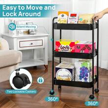 NetHong 3/4Tier Storage Trolley Cart Wheels Kitchen Bathroom Laundry Narrow Space Rack - Black - View 2