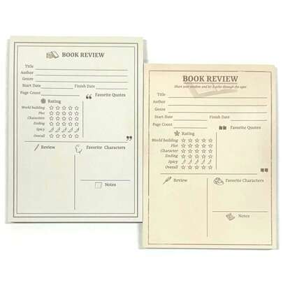 1/2 stuks zelfklevende notities voor boekrecensies | 14 x 10 cm | Klassiek en retro memoblok | Cadeau voor boekenliefhebbers | Schrijfwaren voor lezers | 2 stuks per set | 50 pagina's per stuk