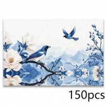 Set de 4 o 6 individuales, decoración del hogar, individual de lino estilo moderno de porcelana azul y blanca impresa, adecuado para mesas de comedor, decoración versátil de temporada en primavera, verano, otoño e invierno, individual de mesa lavable de estilo moderno, resistente al calor, resistente a las manchas, decoración de habitación, individual, posavasos, individual de mesa de cocina, decoración de fiesta, decoración del hogar, regalo ideal