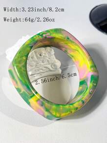 1 pieza Nuevo brazalete de resina transparente, diseño geométrico de color brillante, teñido degradado tipo macarrón, versátil para banquetes y fiestas, se puede usar durante todo el año, brazalete verde