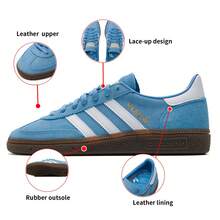 Adidas Originals 男鞋女鞋板鞋 HANDBALL SPEZIAL 舒適輕便運動鞋耐磨低筒休閒鞋 BD7632 - 藍/白 - 查看 1