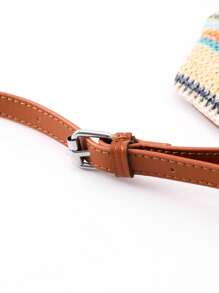 Fashionable Women's Adjustable Strap Multicolor Woven Crossbody Bag, Scratch-Resistant And Durable Fabric, Bohemian Style Weaving Purse Suitable For Commuting And Casual Outfit