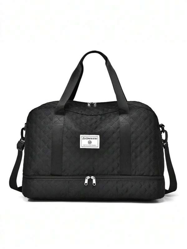 Sac de sport grande capacité pour femme - Sac de voyage léger avec compartiment à chaussures indépendant, design matelassé, tissu Oxford, organiseur pour voyages d'affaires de courte durée, organiseur de voyage | Texture matelassée | Poignée durable, sac de sport