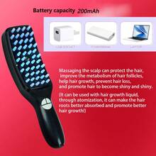 USB 充电按摩发刷、头皮指压梳、红光毛发生长刺激器、多功能电动按摩发刷、防脱发振动梳（带喷雾） - 彩色 - 查看 4