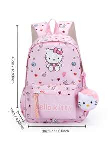Sanrio Kuromi Anime Rucksack mit Lunch-Tasche, Nylon Laptop-Rucksack für Jungen und Mädchen, Mehrere Fächer, externer Geräteport, wasserdichtes Design, verstellbare Schultergurte, ideal für Schule, täglichen Gebrauch und Reisen, süßer Cartoon-Muster, thematische Lunch-Tasche, Reißverschluss-Verschluss, Schul-Rucksack