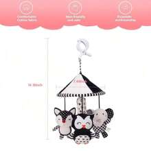 1pc High Contrast Black & White Animal (Fox, Owl, Elephant) Baby Crib Mobile, Soft Plush Hanging Toy For Stroller, Car Seat, Baby Rattle, Gifts For 0-12 Months Infants
