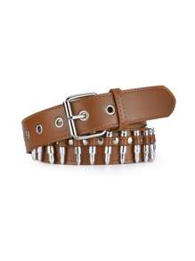 1pc Unisex Bullet Buckle Punk Y2K Style Personalized PU Leather Belt