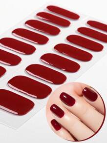 Beauty Sticker 16 pièces de bandes d'ongles en gel semi-durcies, encapsulages d'ongles rouges adhésifs, manucure de qualité professionnelle, faciles à manucurer, autocollants d'art pour les ongles pour les femmes à la maison.
