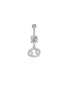 1 bucată culoare argintie culoare auriu-roz douăsprezece constelații zirconia sexy lung inel pentru buric piercing din oțel chirurgical femei inel pentru buric