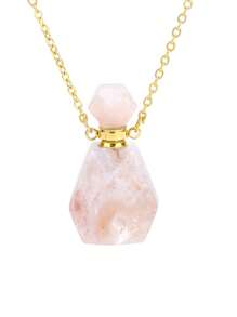 1PC Luxury Perfume Bottle Crystal Necklace For Women Natural Stone Faceted Bottle Pendant Healing Diffuser Pendant Jewelry Gift H672